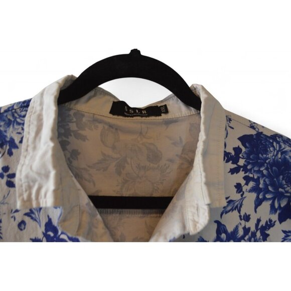 SSLR Men’s Blue White Floral Short Sleeve Button Up Shirt Size XXL - Picture 2 of 3